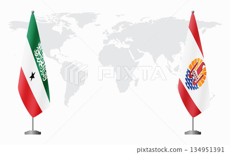 Somaliland and French Polynesia flags for official meeting Somaliland and French Polynesia flags for official meeting 134951391