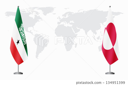 Somaliland and Greenland flags for official meeting 134951399