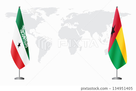Somaliland and Guinea Bissau flags for official meeting 134951405