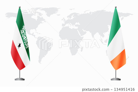 Somaliland and Ireland flags for official meeting 134951416