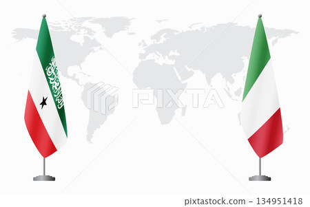 Somaliland and Italy flags for official meeting Somaliland and Italy flags for official meeting 134951418