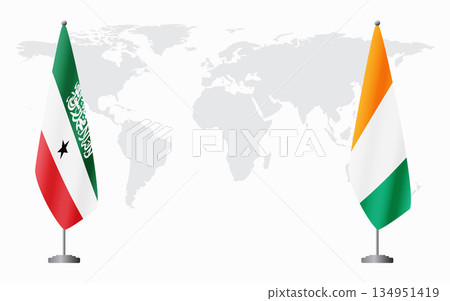 Somaliland and Ivory Coast flags for official meeting Somaliland and Ivory Coast flags for official meeting 134951419