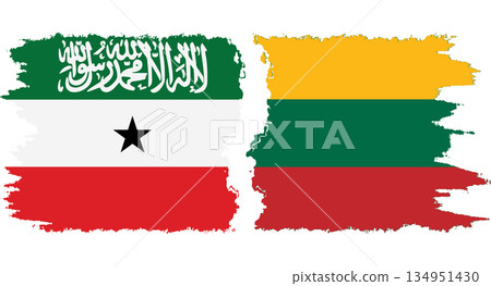 Lithuania and Somaliland grunge flags connection vector 134951430