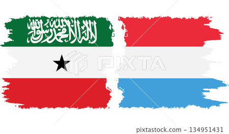 Luxembourg and Somaliland grunge flags connection vector Luxembourg and Somaliland grunge flags connection vector 134951431