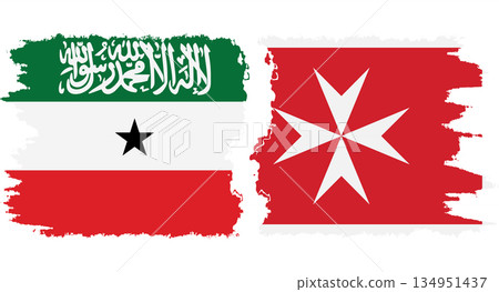 Malta and Somaliland grunge flags connection vector Malta and Somaliland grunge flags connection vector 134951437