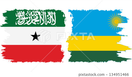 Rwandan and Somaliland grunge flags connection vector 134951466