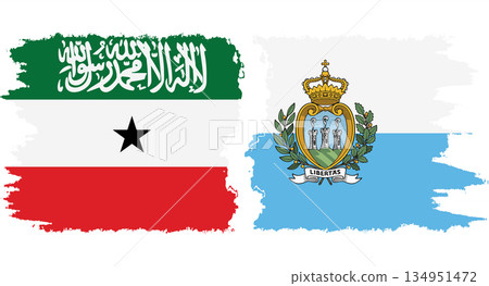 San Marino and Somaliland grunge flags connection vector San Marino and Somaliland grunge flags connection vector 134951472