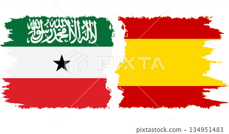 Spain and Somaliland grunge flags connection vector 134951483