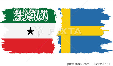 Sweden and Somaliland grunge flags connection vector 134951487