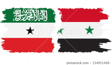 Syria and Somaliland grunge flags connection vector Syria and Somaliland grunge flags connection vector 134951489