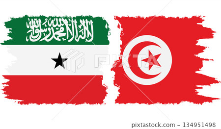 Tunisia and Somaliland grunge flags connection vector 134951498