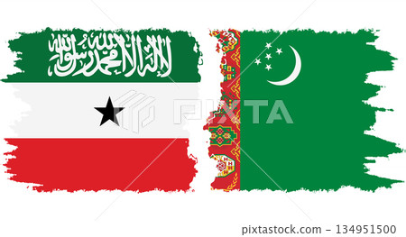 Turkmenistan and Somaliland grunge flags connection vector Turkmenistan and Somaliland grunge flags connection vector 134951500