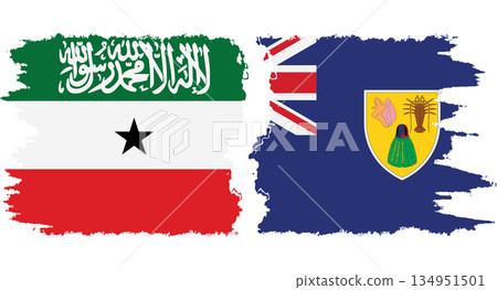 Turks and Caicos and Somaliland grunge flags connection vector 134951501