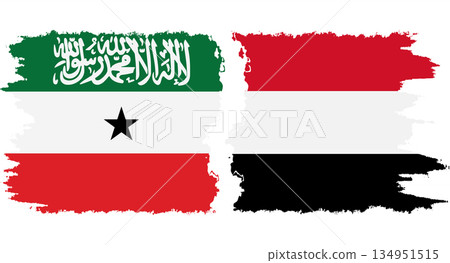 Yemen and Somaliland grunge flags connection vector 134951515