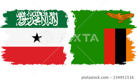 Zambia and Somaliland grunge flags connection vector Zambia and Somaliland grunge flags connection vector 134951516