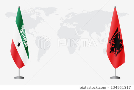 Somaliland and Albania flags for official meeting Somaliland and Albania flags for official meeting 134951517