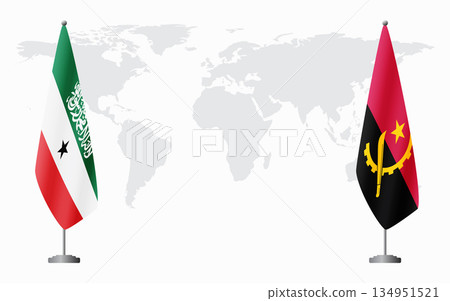 Somaliland and Angola flags for official meeting 134951521