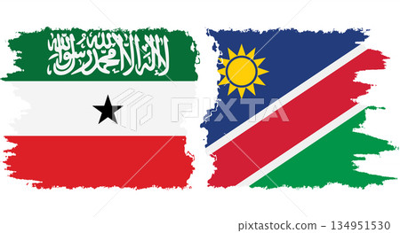 Namibia and Somaliland grunge flags connection vector 134951530