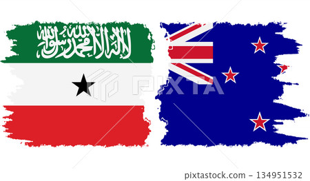 New Zealand and Somaliland grunge flags connection vector 134951532