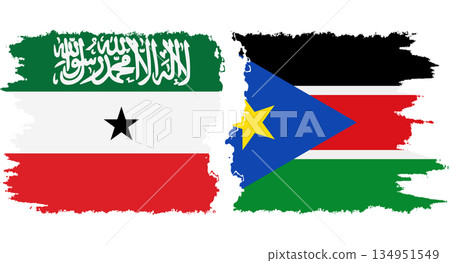 South Sudan and Somaliland grunge flags connection vector South Sudan and Somaliland grunge flags connection vector 134951549