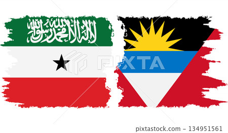 Antigua and Barbuda and Somaliland grunge flags connection vector Antigua and Barbuda and Somaliland grunge flags connection vector 134951561