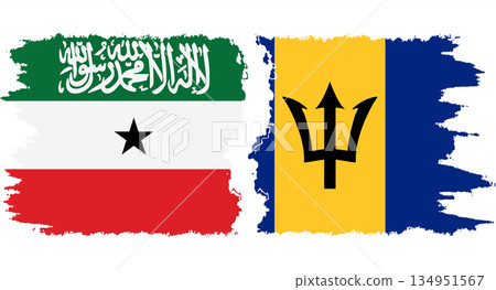 Barbados and Somaliland grunge flags connection vector Barbados and Somaliland grunge flags connection vector 134951567