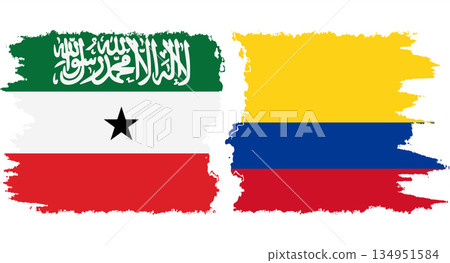 Colombia and Somaliland grunge flags connection vector Colombia and Somaliland grunge flags connection vector 134951584