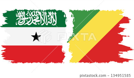 Congo-Brazzaville and Somaliland grunge flags connection vector Congo-Brazzaville and Somaliland grunge flags connection vector 134951585