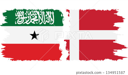 Denmark and Somaliland grunge flags connection vector 134951587