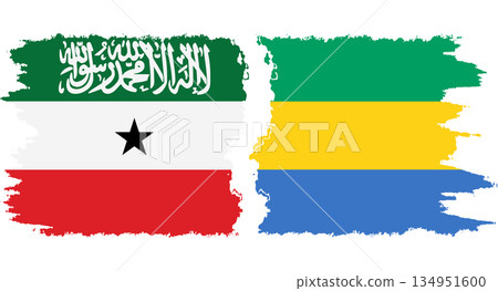 Gabon and Somaliland grunge flags connection vector Gabon and Somaliland grunge flags connection vector 134951600