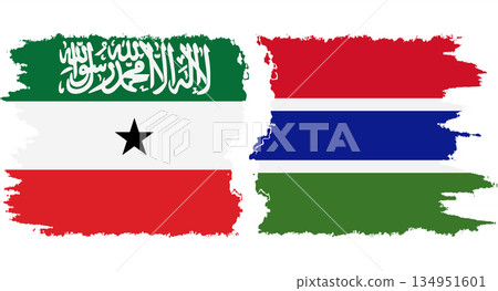 Gambia and Somaliland grunge flags connection vector Gambia and Somaliland grunge flags connection vector 134951601