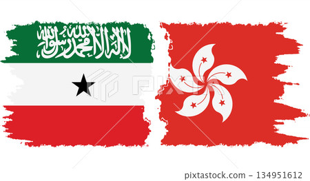 Hong Kong and Somaliland grunge flags connection vector Hong Kong and Somaliland grunge flags connection vector 134951612