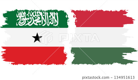 Hungary and Somaliland grunge flags connection vector 134951613