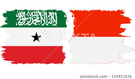 Indonesia and Somaliland grunge flags connection vector Indonesia and Somaliland grunge flags connection vector 134951616