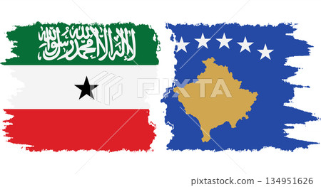 Kosovo and Somaliland grunge flags connection vector 134951626