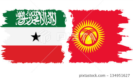 Kyrgyzstan and Somaliland grunge flags connection vector Kyrgyzstan and Somaliland grunge flags connection vector 134951627