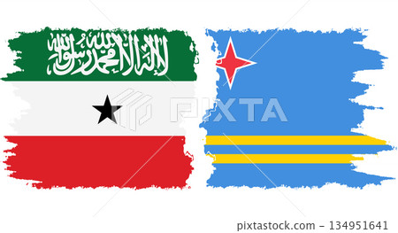 Aruba and Somaliland grunge flags connection vector Aruba and Somaliland grunge flags connection vector 134951641