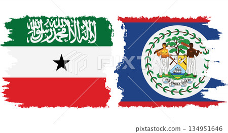 Belize and Somaliland grunge flags connection vector 134951646