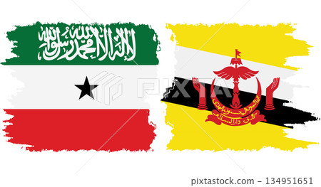Brunei and Somaliland grunge flags connection vector 134951651