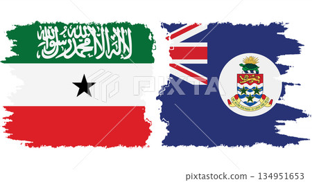 Cayman Islands and Somaliland grunge flags connection vector 134951653