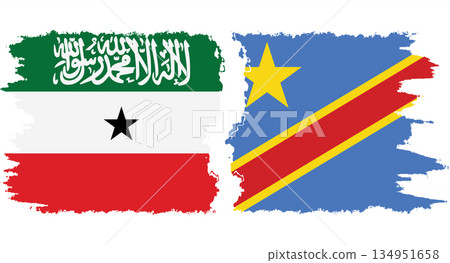 Congo - Kinshasa and Somaliland grunge flags connection vector Congo - Kinshasa and Somaliland grunge flags connection vector 134951658