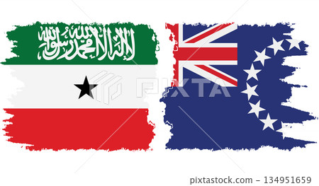 Cook Islands and Somaliland grunge flags connection vector Cook Islands and Somaliland grunge flags connection vector 134951659