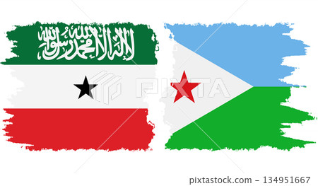 Djibouti and Somaliland grunge flags connection vector Djibouti and Somaliland grunge flags connection vector 134951667