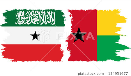 Guinea Bissau and Somaliland grunge flags connection vector 134951677