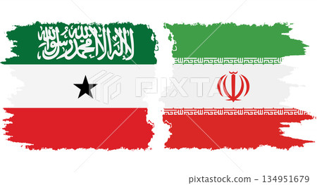 Iran and Somaliland grunge flags connection vector Iran and Somaliland grunge flags connection vector 134951679