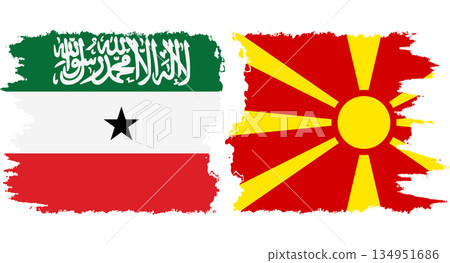 Northern Macedonia and Somaliland grunge flags connection vector Northern Macedonia and Somaliland grunge flags connection vector 134951686