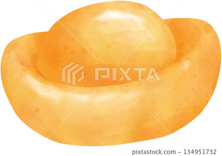 Watercolor illustration of Chinese gold ingot 134951732