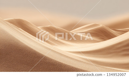 沙丘地形，沙脊，地平線。 134952007