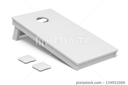 Clay render of  cornhole board on white background - 3d illustration 134952089