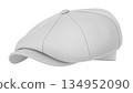Clay render of  newsboy cap isolated on white background - 3D illustration 134952090